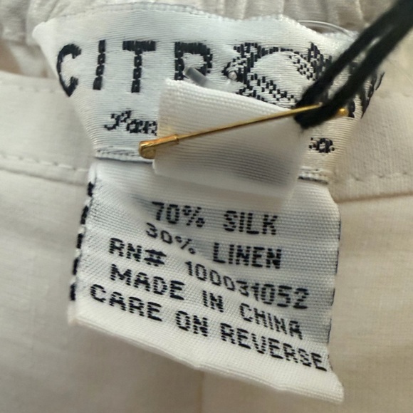 NWT Citron Sant Monica White Linen - Silk Blend Pants - Picture 6 of 8